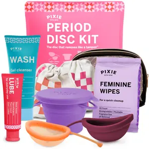 Menstrual Disc Set - Pixie Cup First Period Disc Starter Kit + Menstrual Disc Steriliser for Women and Girls - Storage Container - Portable Travel Solution
