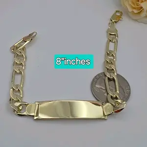 ID BRACELET engraving available gold-plated 8"inches leave a message with name no name bracelet goes plain Fashionable Bangles