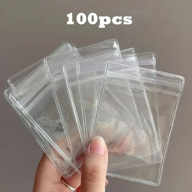 100 pieces of PVC transparent zipper bags, transparent jewelry bags, dust-proof and anti-oxidation bags, used for packaging jewelry earrings, rings, necklaces, bracelets, pendants, mini items