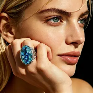 Natural raw stone and ore ring, Unique natural crystal ring , fashionable and unique design with a sense of individuality, natural raw stone for women（19-27）