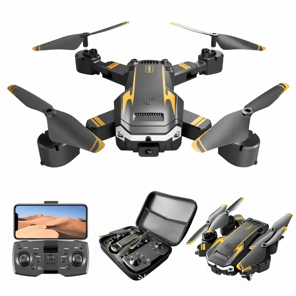 S6 Orange Foldable RC Drone 4K Dual Camera Optical Flow Obstacle Avoidance Wi-Fi FPV 100M Max Range Detachable 1800mAh Single Battery Quadcopter For Beginners Aerial Photography Toy Gift【Orange and blue】