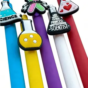 Chemistry Lab Test Tube Series Sticker Gel Pens, Science Experiment PVC Patched Pen Set, Back-To-School Exam Writing Tool