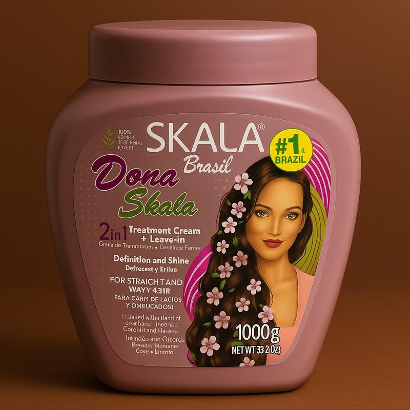 1 Pack SKALA Dona Hair Cream 1000g - 2-in-1 Treatment Cream with Sunflower Oil for Straight Hair Care - Vegan, Paraben-Free, Nourishing Formula