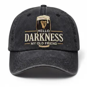 Hello Darkness My Old Friend Hat Saint Patricks Day 2026 Wash Hat Funny St Patricks Day Baseball Cap Retro Distressed Dad Hat Irish Holiday Party Cap Shamrock Festival Gift for Men Women
