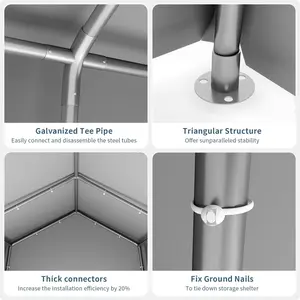 Portable Carport Storage Shed, 6' x 8' Motorcycle Tent, Waterproof & UV-Resistant with Roll-Up Zipper Doors, Gray Outdoor Shelter for Bikes, Tools & Equipment