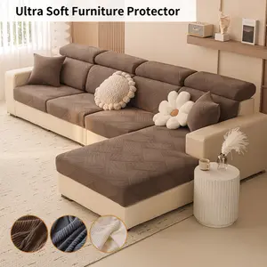 All-Season Plush Sofa Cover, Soft Skin-Friendly, Anti-Slip, Pet Friendly, Dustproof, Detachable, Textured Design