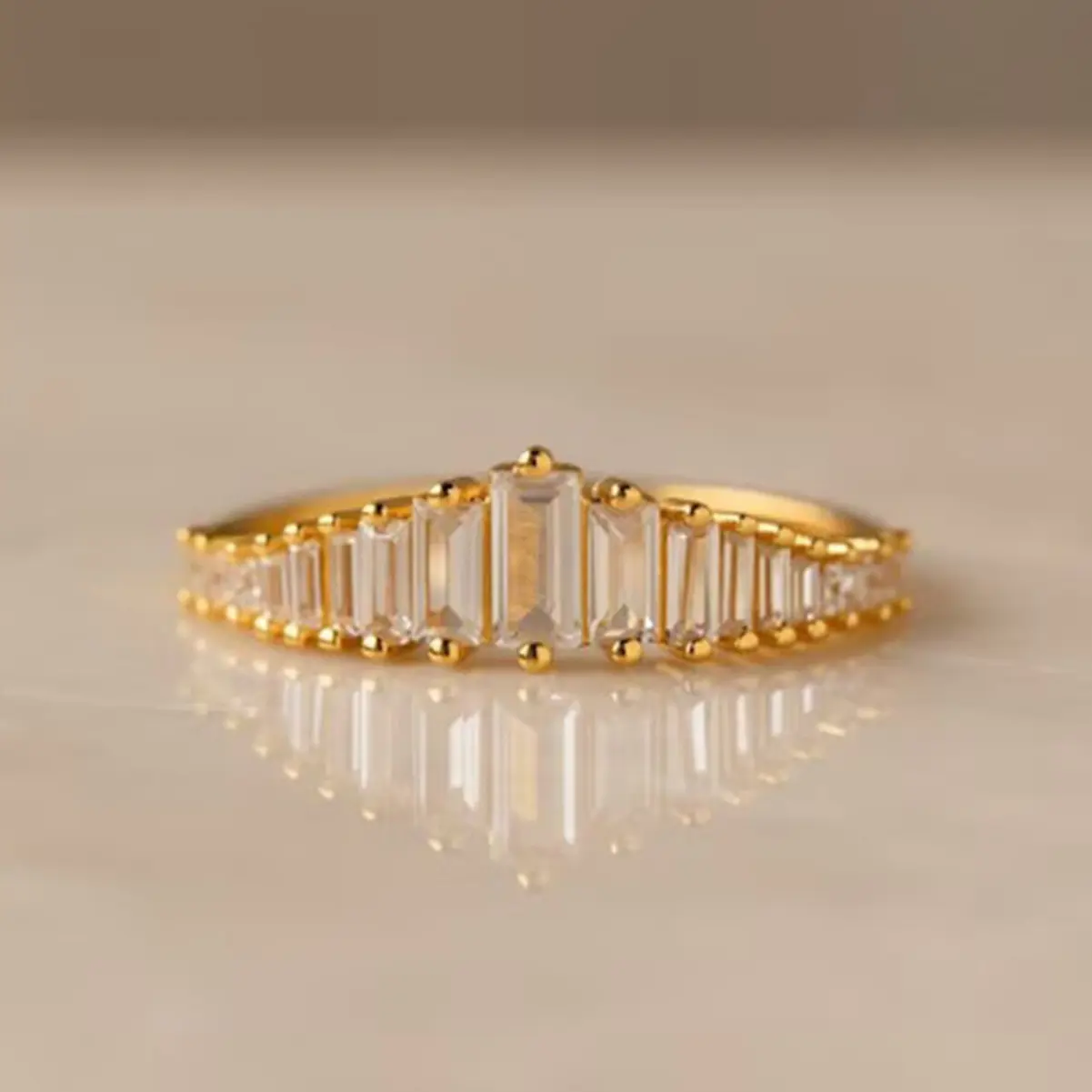 Dazzling Diamond-Row Ring| French Elegance Stacking Jewelry Stackable Ring