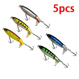 5PCS Fishing Lures Whopper Plopper Lure WhopperLures Kit Plopping Bass Lure Floating Pencil BassBait Topwater Fishing Lures