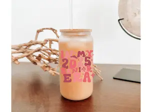 Senior 2025 Era Tumbler, Graduation Tumblers, 2025 Senior, Class of 2025, Back to School Gift for Senior, Senior Night Gifts Stylish bamboo lids custom glass Bottle Drinkware glasses with washable mug glass cup straw iced coffee tumbler gift beer glass fr