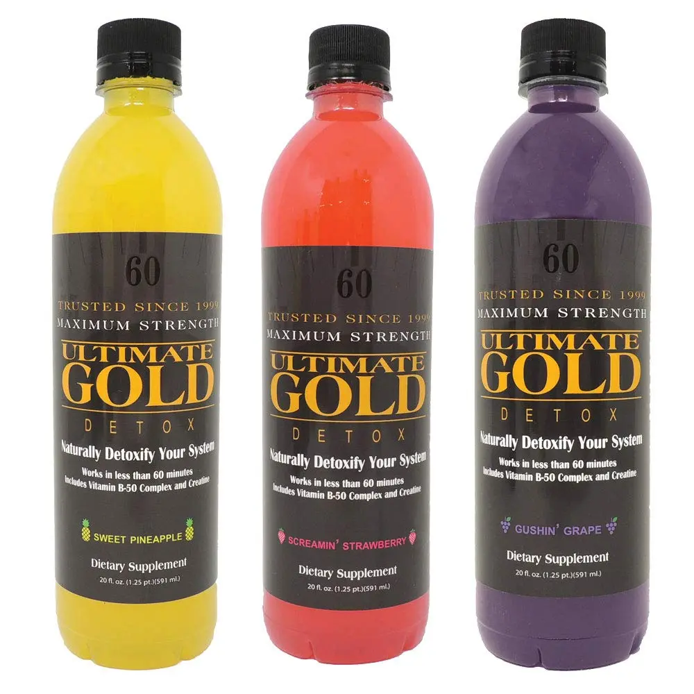 Ultimate Gold Detox  - Sweet Pineapple, Screamin' Strawberry, Gushin' Grape, Original - 60 Days of Maximum Strength - Smoker Detox Screening