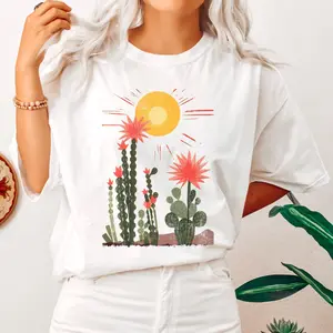 Desert Cactus, Sun Succulent,  Western, Plants, Tshirt, Women's Crew Neck, Crewneck