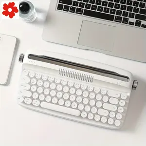 New B307 Snow White Upgraded Wireless Typewriter Keyboard Keyboard & Mouse