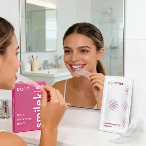 7/14/21 Pair Pap Teeth Whitening Strips, Mint Flavor, 18% Pap Tooth Whitener, Recyclable & Paraben-Free Oral Care Gel