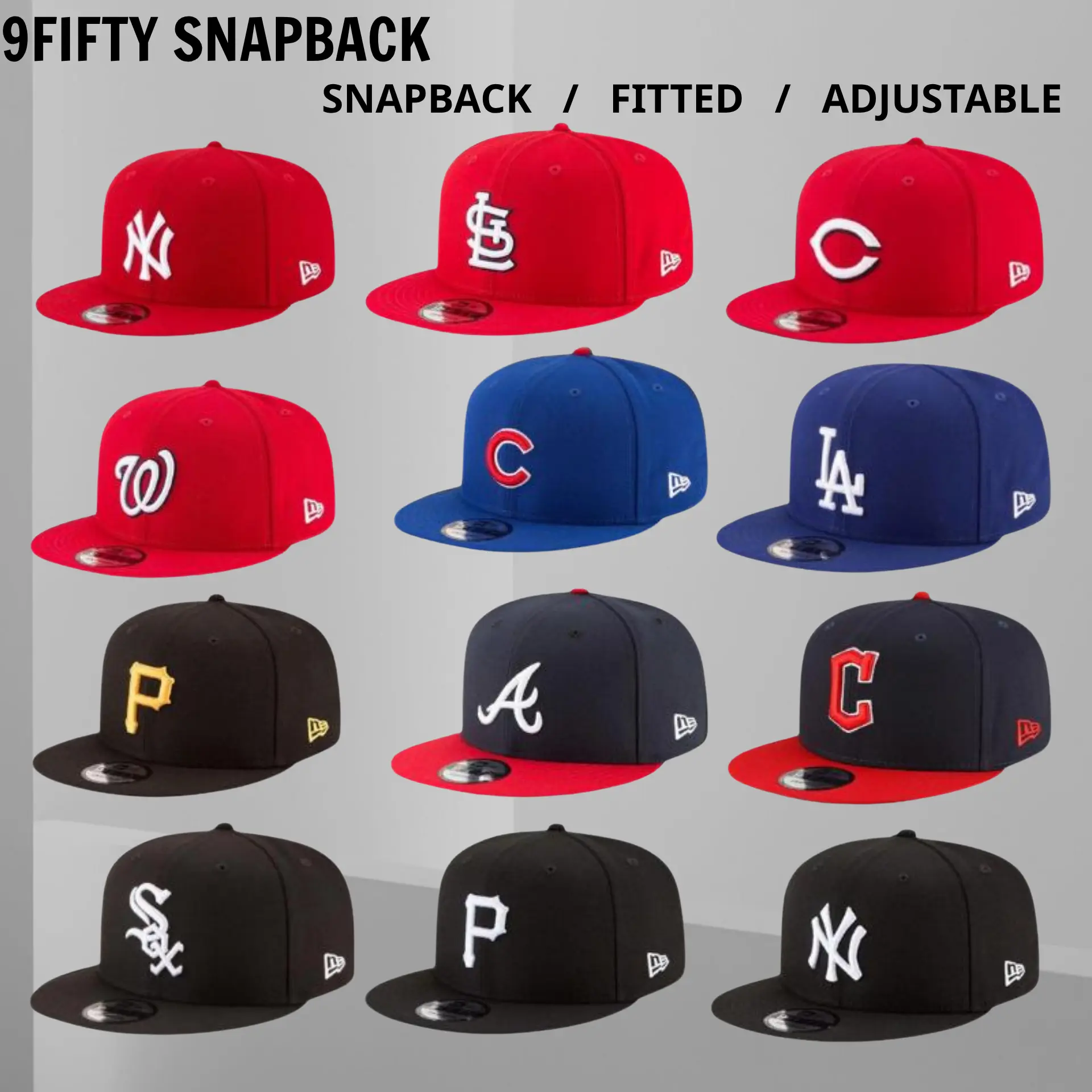 New Era MLB Team Collection Baseball Cap – LA Dodgers, NY Yankees, White Sox, Cardinals, Nationals, Pirates, Braves, Guardians, Adjustable Curved Brim Snapback Hat, Classic Athletic Streetwear, Embroidered Team Logo, USA 2026 Edition