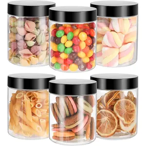 6 Pack Plastic Jars with Lids, 8 oz Clear Storage Container, Leakproof Plastic Mason Jars, Empty Round Slime Container, Cosmetic Jars for Storing Dry Food, Peanut, Spice, Cookie, Candy