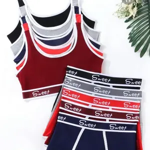Sweet Womenswear Underwear Set - Comfy Design with Striped Ribbons and Plain Colors for Comfortable Wear