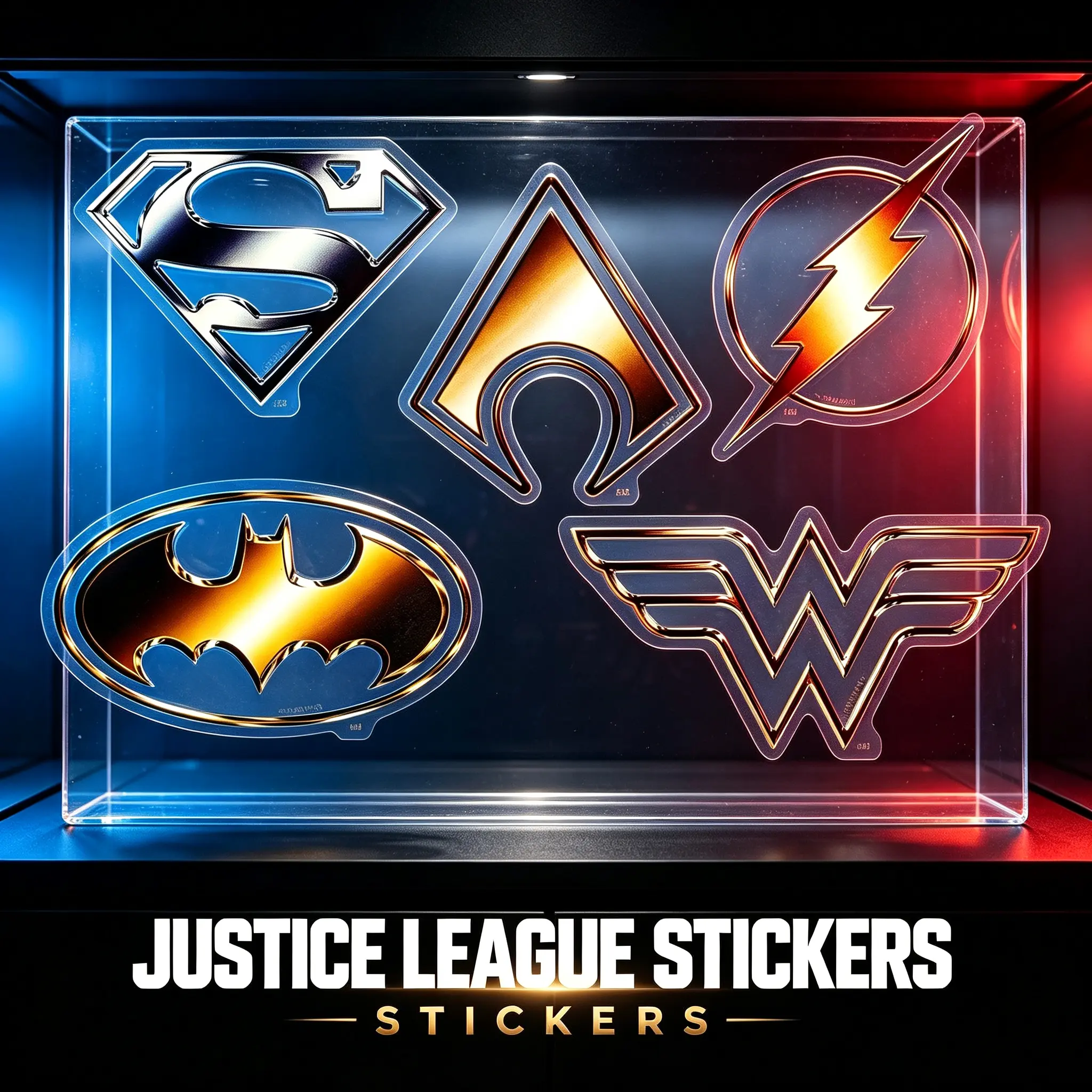 Justice League Superman Batman Wonder Woman Logo Stickers, Classic DC Superhero, Metallic PET Waterproof Vinyl Decals For  Fans, Luxury Glossy Collectible Anime Stickers ,Perfect Birthday Holiday Novelty Gift