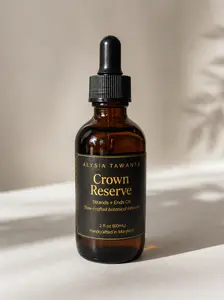 Crown Reserve Strands + Ends Hair Oil, Olive & Avocado Coconut Herbal Blend, Lightweight Moisture-Sealing Smooth Haircare for Dry Ends, 2 oz