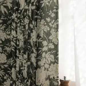 1pc Vintage Olive Thick Curtains, Minimalist Bedroom Light Blocking, Soundproofing, Comfortable Atmosphere, Suitable for Bedrooms and Balconies
