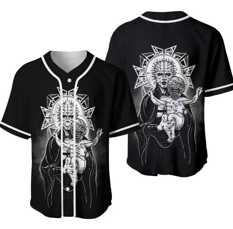 Hellraiser Baseball Shirt, Pinhead Shirt, Halloween Baseball Jersey, Hellraiser Horror Movie Character Halloween Baseball Jersey Shirt