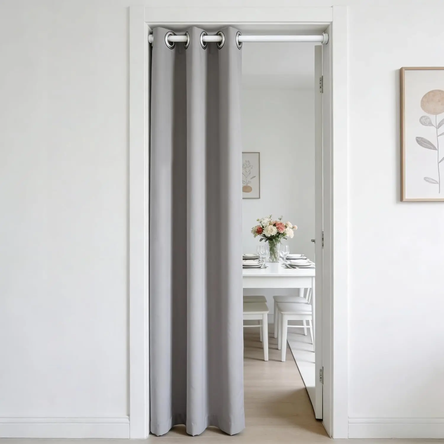 Grey Doorway Curtain Solid Blackout Curtains 78 Inch Thermal Insulated Door Curtain for Doorway Privacy Closet Curtains Room Divider Grommet Drape for Bay Window 1 Panel W39 x L78 Inch