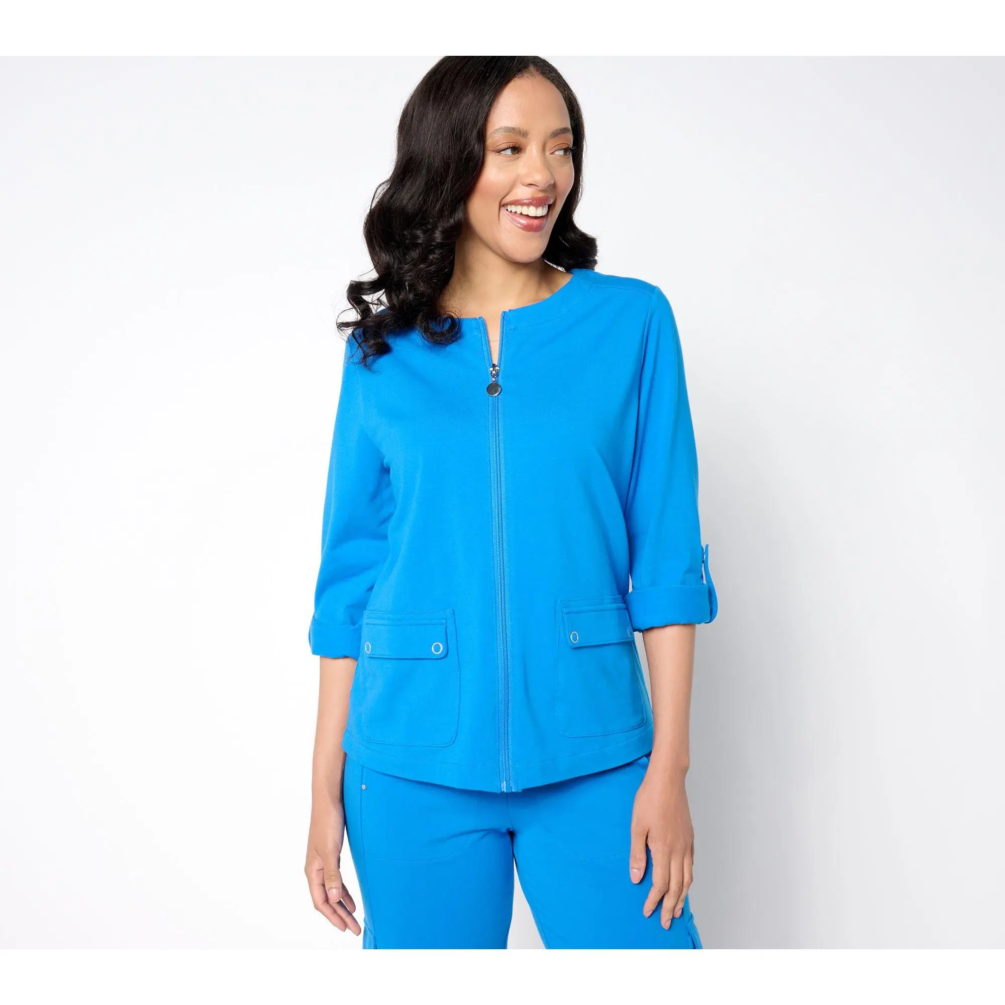 Sport savvy Stretch Jersey Collarless Jacket