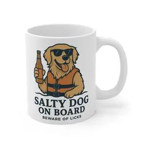 Salty Dog Ceramic Mug - Fun Dog Lover Gift for Coffee & Tea, Cute Dog Mug for Birthdays, Dog Owner Present