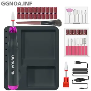 GGNOA.INF Electric Nail Drill, USB Electric Nail Drill Machine For Acrylic Nail Kit With 12PCS Bits & Base & 26PCS Sanding Bands For Remove Acrylic Nails Manicure & Toenails Nail Care