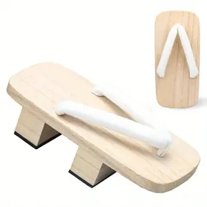 Japanese Style Wooden High Heel Slippers - Unisex Slip-On Design Traditional Wooden Shoes