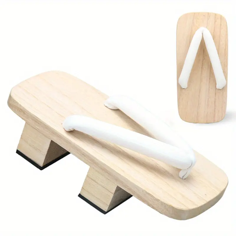 Japanese Style Wooden High Heel Slippers - Unisex Slip-On Design Traditional Wooden Shoes