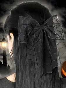 Trendy Baby Halloween Bow Hair Clip, Mesh Bat Tail Butterfly Knot Hair Accessory, Cute Kids Headwear for Parties & Daily Wear