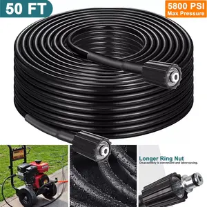 High-Pressure Washer Hose 50 Feet M22 Brass Fitting, Replacement Hose for Ryobi, Troy Bilt, Greenworks, Generac, Craftsman