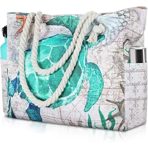 Beach Bag for Women - Large Beach Tote Bag, Waterproof Sandproof Beach Bag with Zipper, Large Swim Pool Beach ToteGift