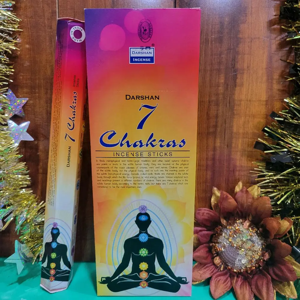 Darshan 7 Chakras Incense Sticks Fragrance Natural AGARBATTI 6 Pack Of 20 Sticks Total 120 sticks in all.