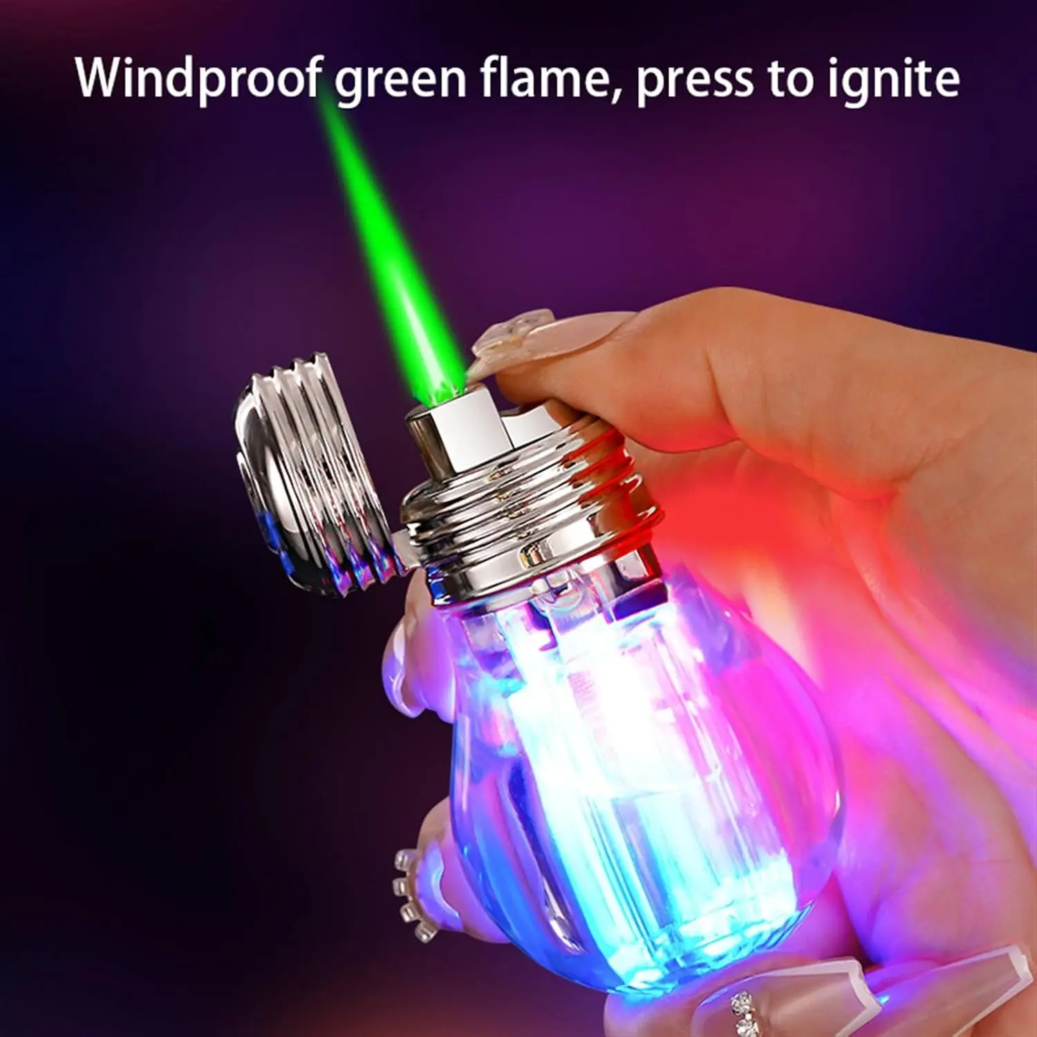 (No Butane)2PCS Direct Flame Lighter,Visible Gas Window,Bulb Shape,High Temperature,Windproof,Adjustable Flame, Rechargeable With Safety Lock, Reusable, For Outdoor Camping, Survival In The Wild, Jewelry Processing, Kitchen Cooking, Gift For Men And Women