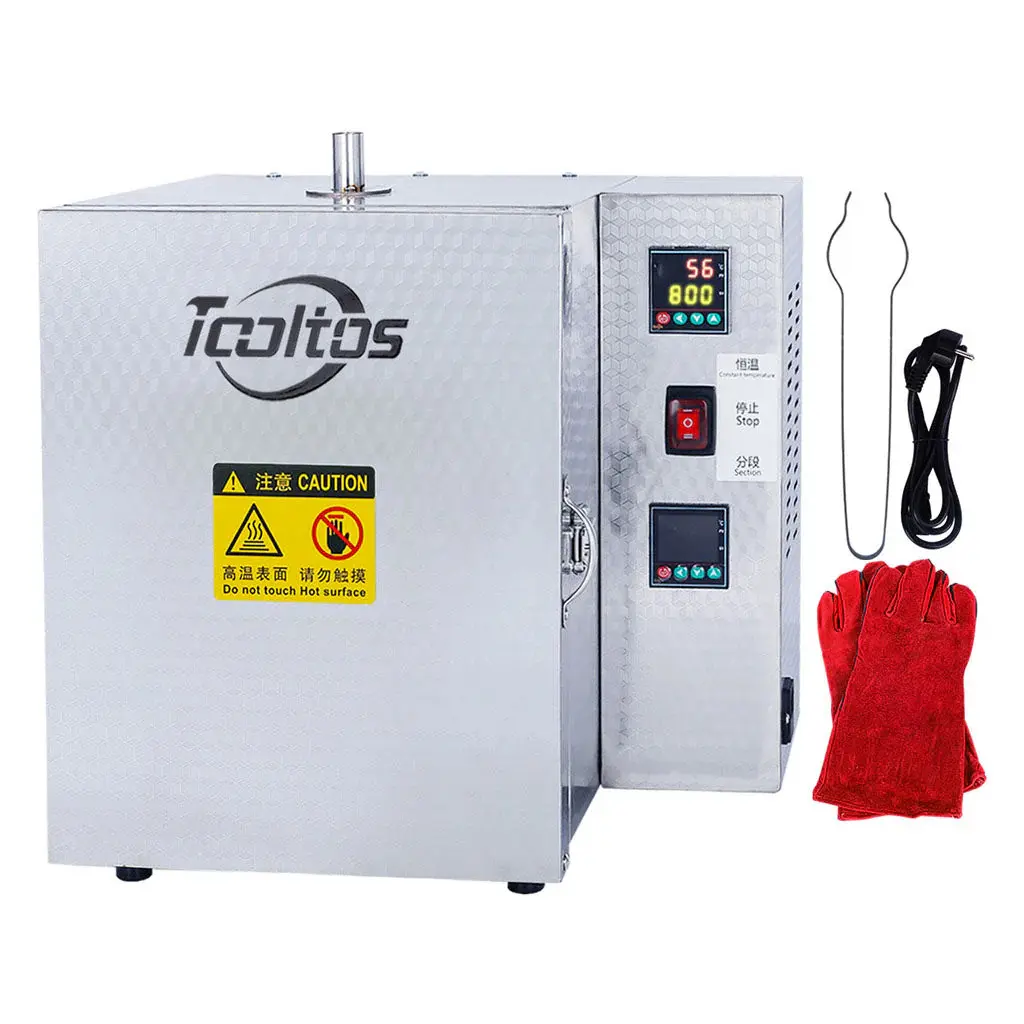 TOOLTOS Dual-Temp Jewelry Casting Kiln - 1500W Pro-Grade Wax Burnout Tool for Jewelers, Smart PID Control, Dual Controller, Enamelizing, Exhaust & Wax Drain Design, Flame-Retardant, Includes Manual, Insulation Gloves, Power Cable