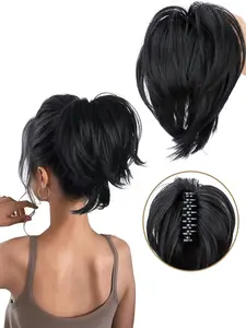 8 Inch Clip-In Ponytail Extension, Synthetic Hair, Short Straight Ponytail, Easy Wear, Heat Resistant Fiber, Suitable for All Occasions