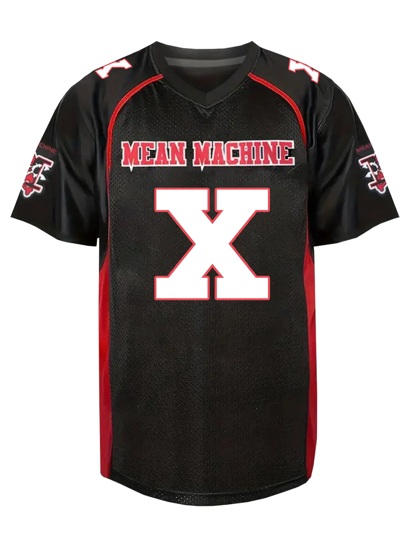 American Football Jersey MEAN MACHINE X Breathable V-Neck Rugby Jersey Loose Soccer Uniform Embroidered Stitched T-Shirts For Men All Seasons, Sports Stylish Jersey, Graphic Jersey Top, Training Shirt, Athletic Top, Sports Tees, Short Sleeve Jersey
