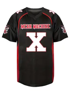American Football Jersey MEAN MACHINE X Breathable V-Neck Rugby Jersey Loose Soccer Uniform Embroidered Stitched T-Shirts For Men All Seasons Sports Jersey