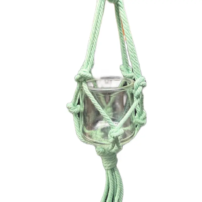 Macrame Hanger with 5oz Glass Jar Included - Rope Design for Your Needs
