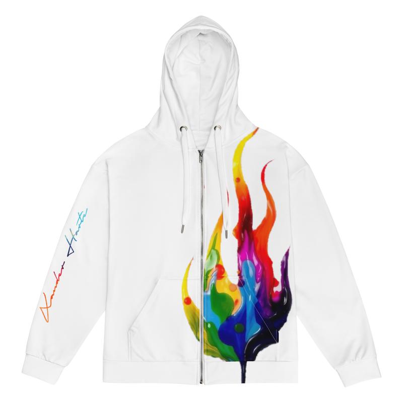 Xander Harte Abstract Flame Unisex Zip Hoodie - Casual Style for Men and Women - Man