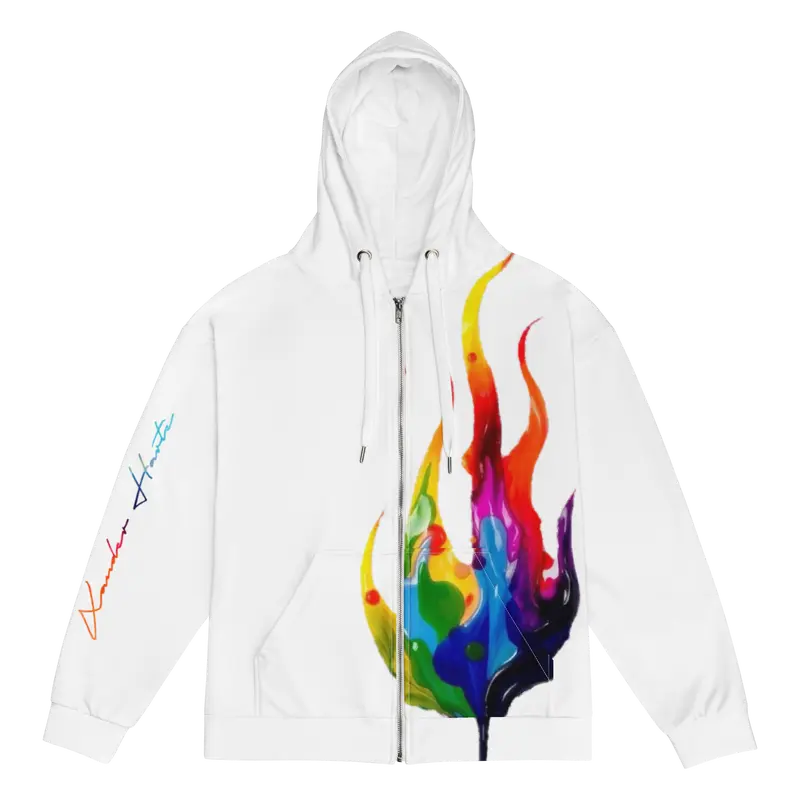 Xander Harte Abstract Flame Unisex Zip Hoodie - Casual Style for Men and Women - Man