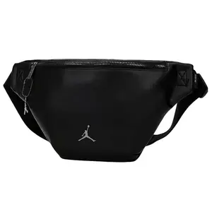 Jordan Leather Crossbody Chest Waist Bag with Metal Jumpman Logo in Black for Men and Women