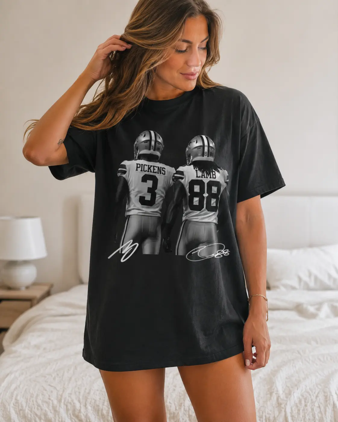 George Pickens and CeeDee Lamb Dallas Cowboys T-Shirt, Retro Vintage Football Graphic Tee, Game Day Fan Shirt, Gift for Men, Women and Football Fans