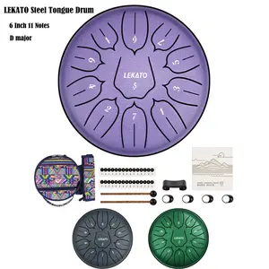 LEKATO Steel Tongue Drum 6 Inch 11 Notes Steel Drum With Bag Beginner Handpan Drum Percussion D major for Meditation Yoga Musical Education, Back to School Valentine's Day Gift