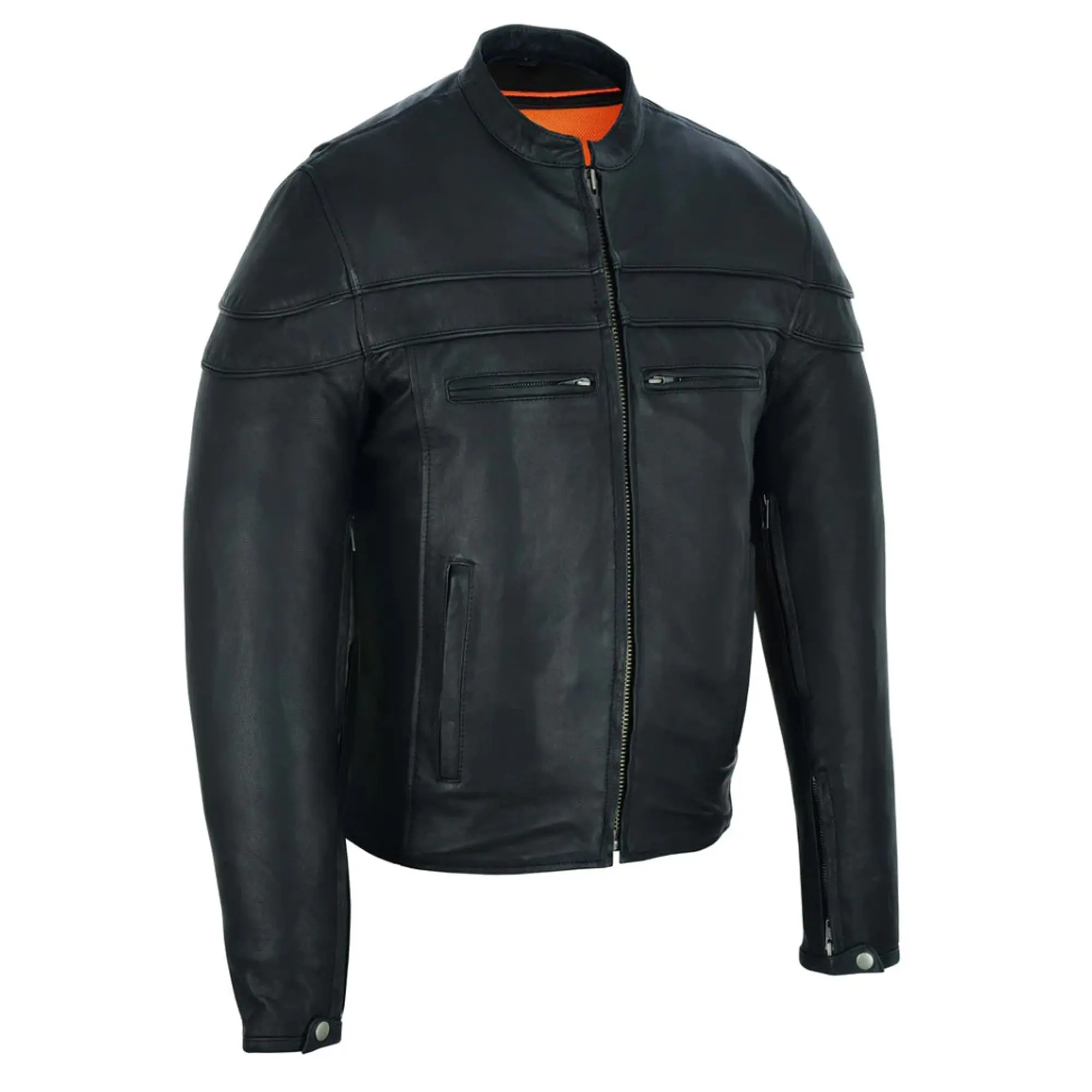 Banded Men's Leather Motorcycle Jacket