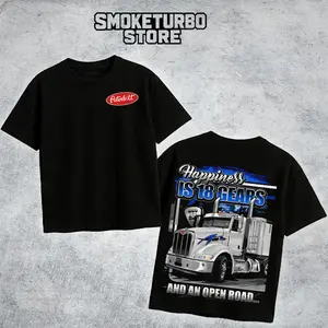Peterbilt Happiness Is 18 Gears T-Shirt, Respect Peterbilt Truck Driver Shirt Big Rig Trucker Tee, Semi Truck Driver Shirt, Diesel Truck Apparel, Long Haul Driver Gift for Men For Car Lover, Top Menswear