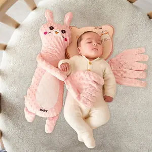 (New)Little Rabbit Pat Pillow for Toddlers - Pink Plain Pattern Baby Patting Sleeping Pillow - Snuggle Pat Pillow for Comfortable Sleep