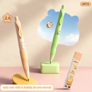 Panda/Capybara Cartoon Automatic Pencil Set - Four Pens + Refill Leads + Eraser