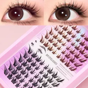 C Curl Black/Brown Mix Style Eyelash Extensions, Winged Individual Lashes, Natural Segmented Lash Clusters, Makeup Tools Soft And Lightweight Easy To Apply